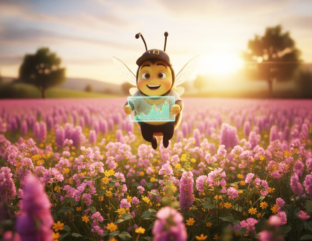 bee flying over field