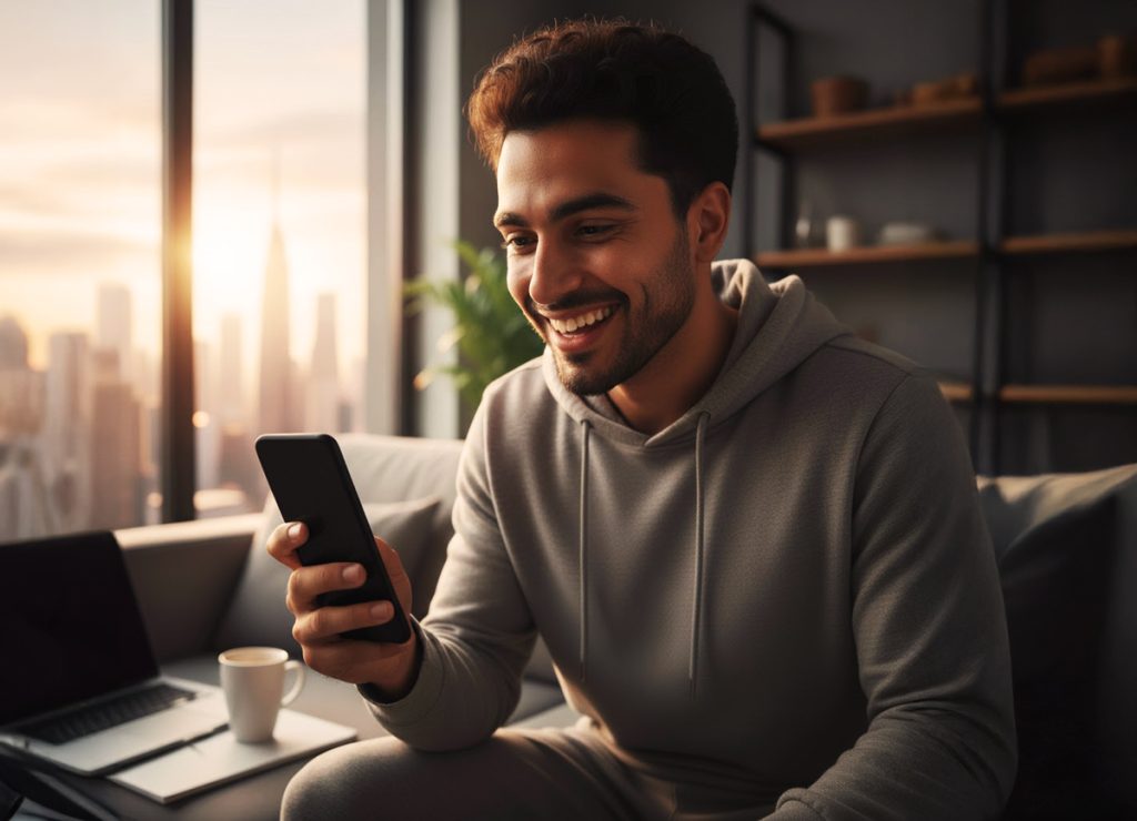 man looking at his phone