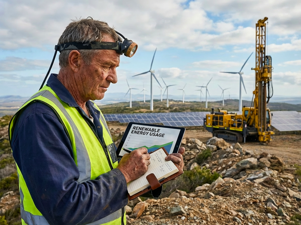 construction worker on solar and wind farm