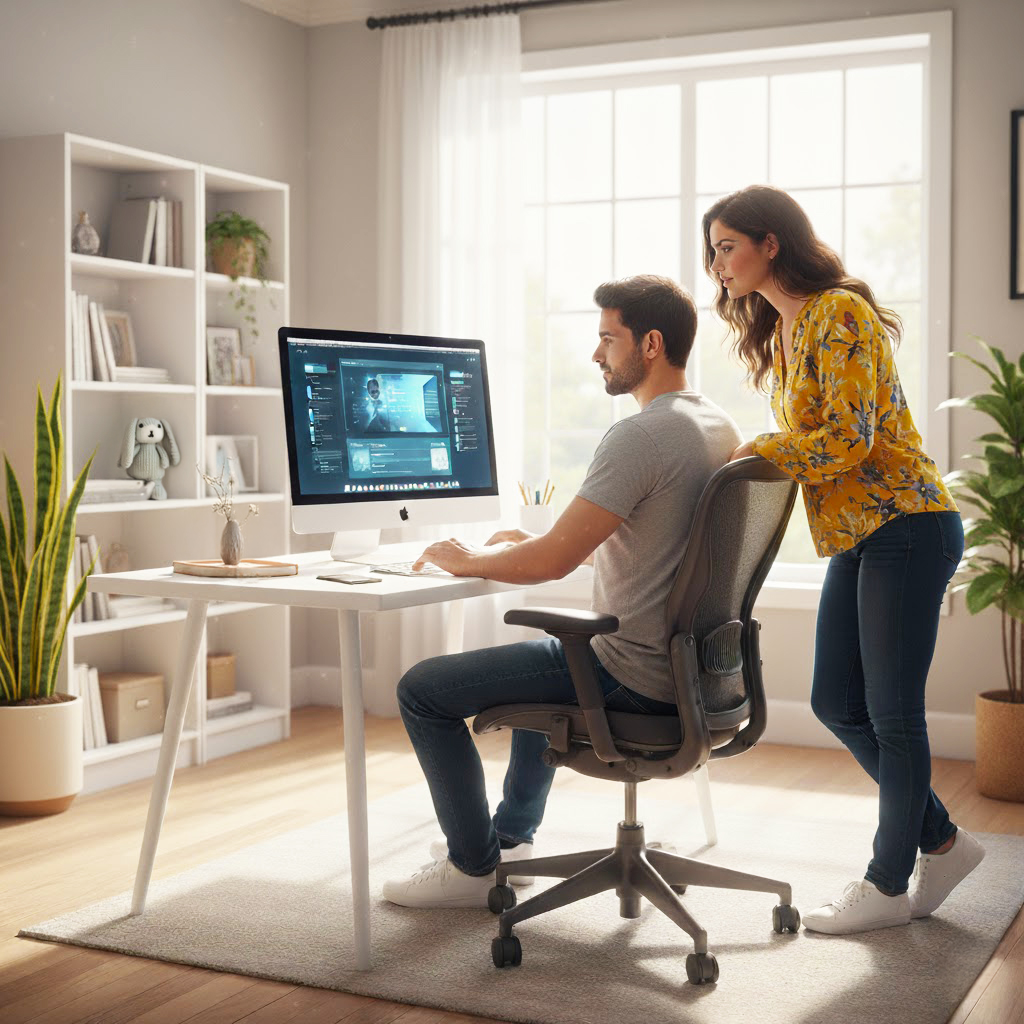 couple in home office