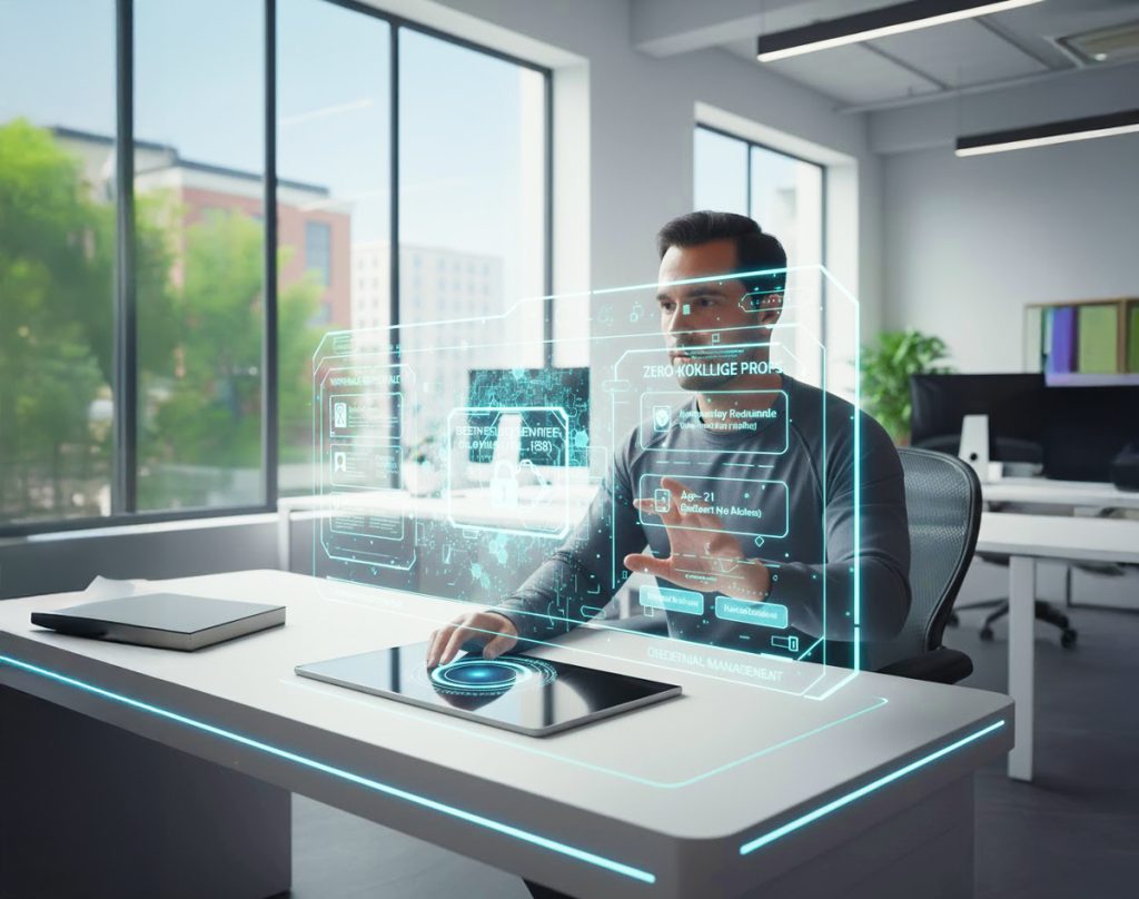 Sam using futuristic software