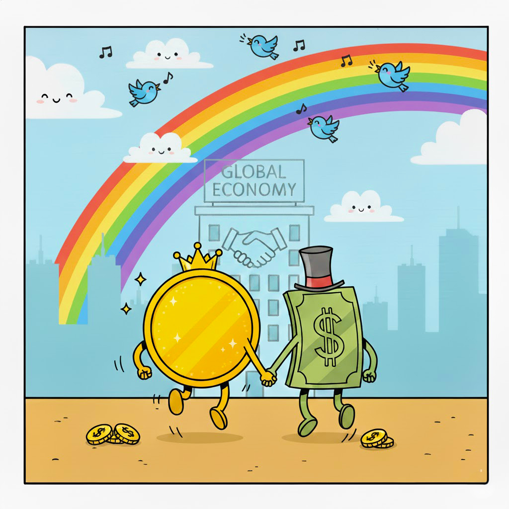 gold and dollar cartoon