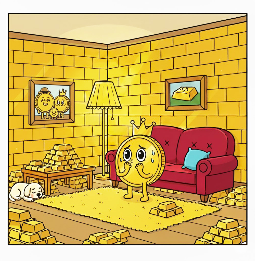 gold cartoon in gold house