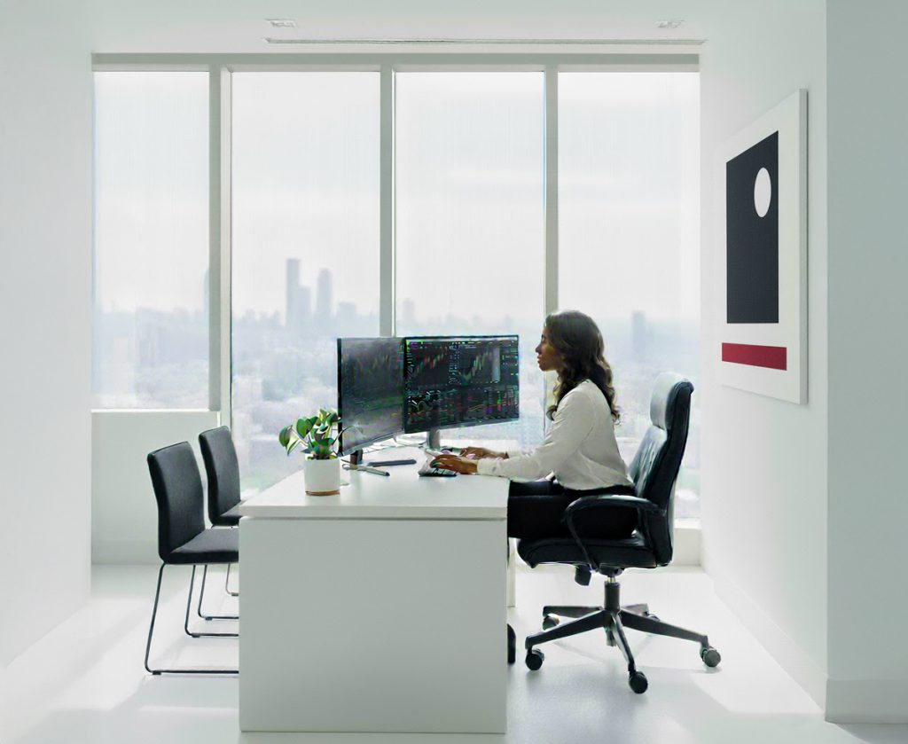 office setting woman at her desk
